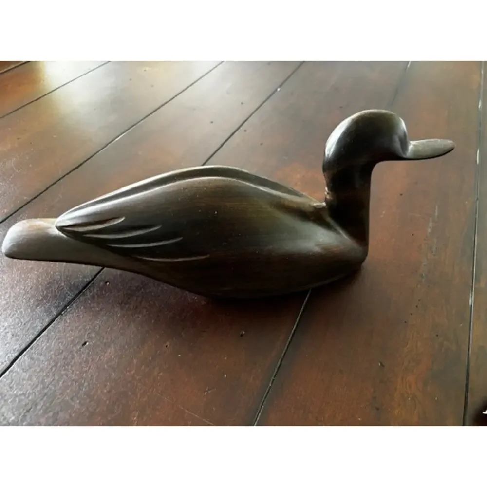 Vintage Heavy Carved Ironwood Duck Family Set of 3 Solid Wood Rustic‎ Decor